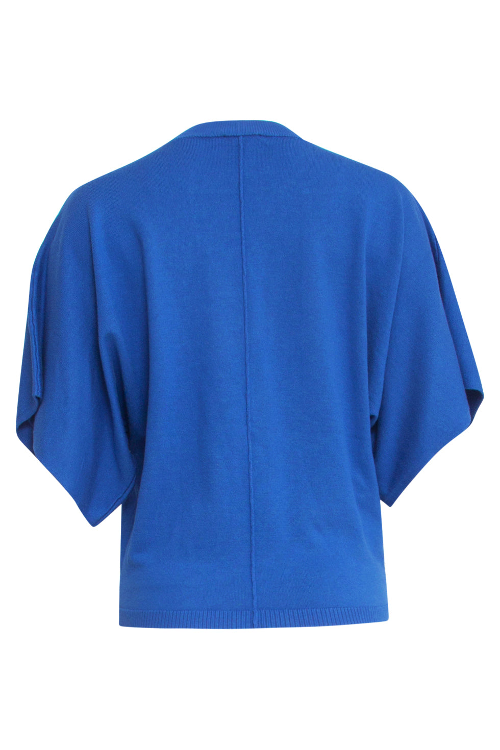 25103 Cobalt Blauwe Losse Gebreide Top Met 3/4 Kimono Mouwen