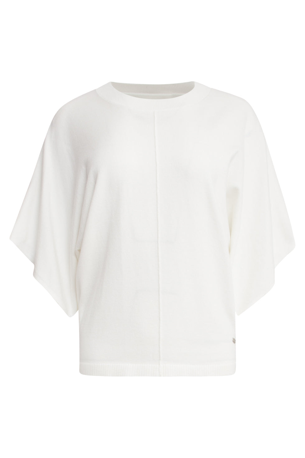 25103 Off-White Loose Knitted Top Met 3/4 Kimono Mouwen