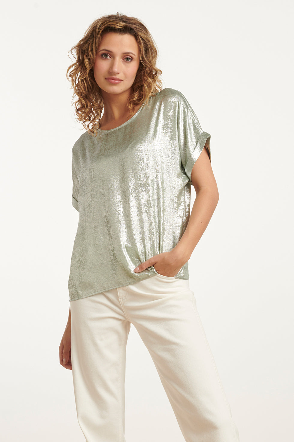 25112 Lichtgroene Metallic Top