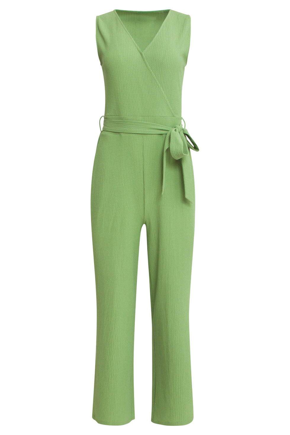 25119 Lichtgroene Stretch Crinkle Jumpsuit