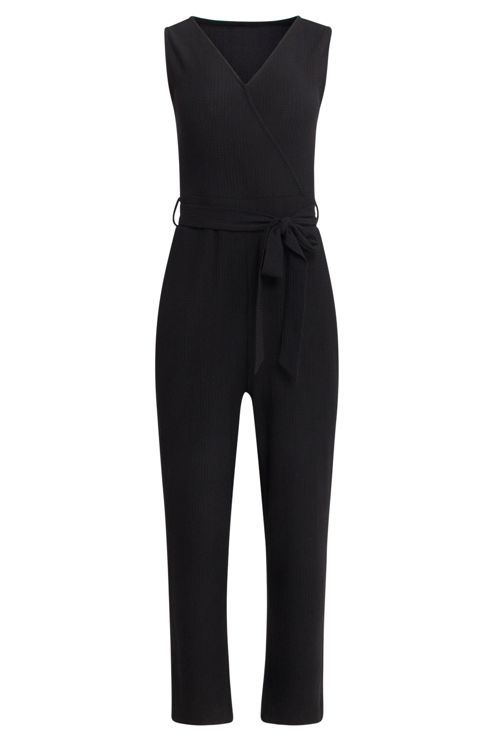 25119 Zwarte Stretchy Crinkle Jumpsuit