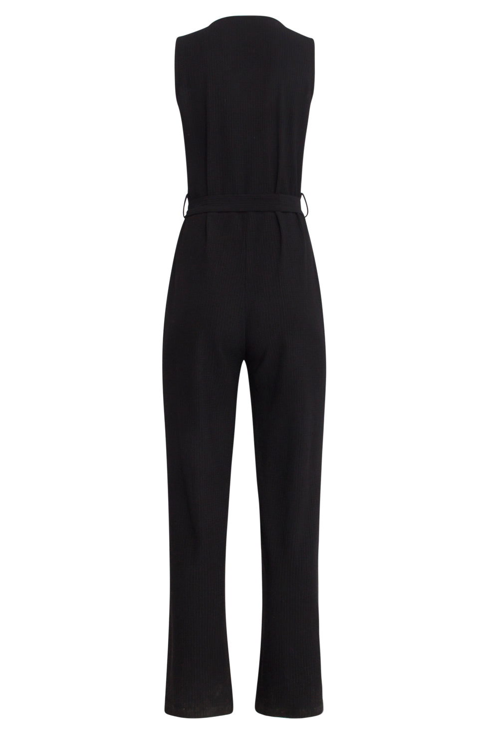 25119 Zwarte Stretchy Crinkle Jumpsuit