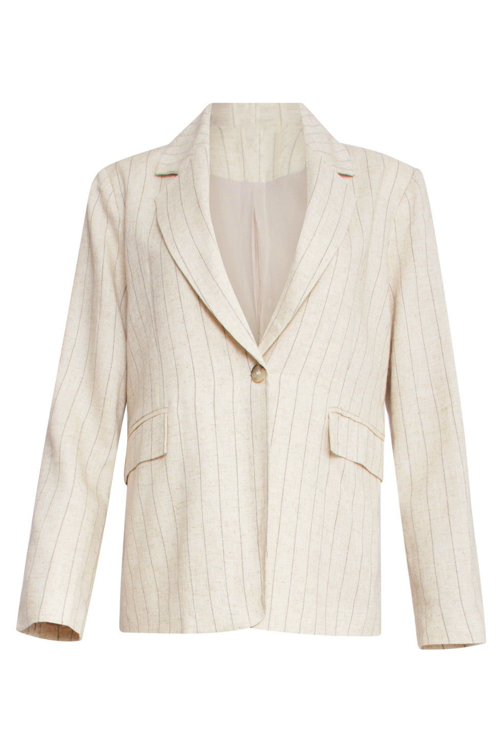 25126 Sand Pinstriped Linen Blazer