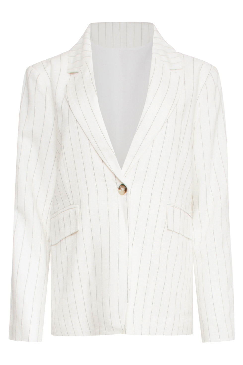 25130 Witte Pinstripe Linnen Blazer