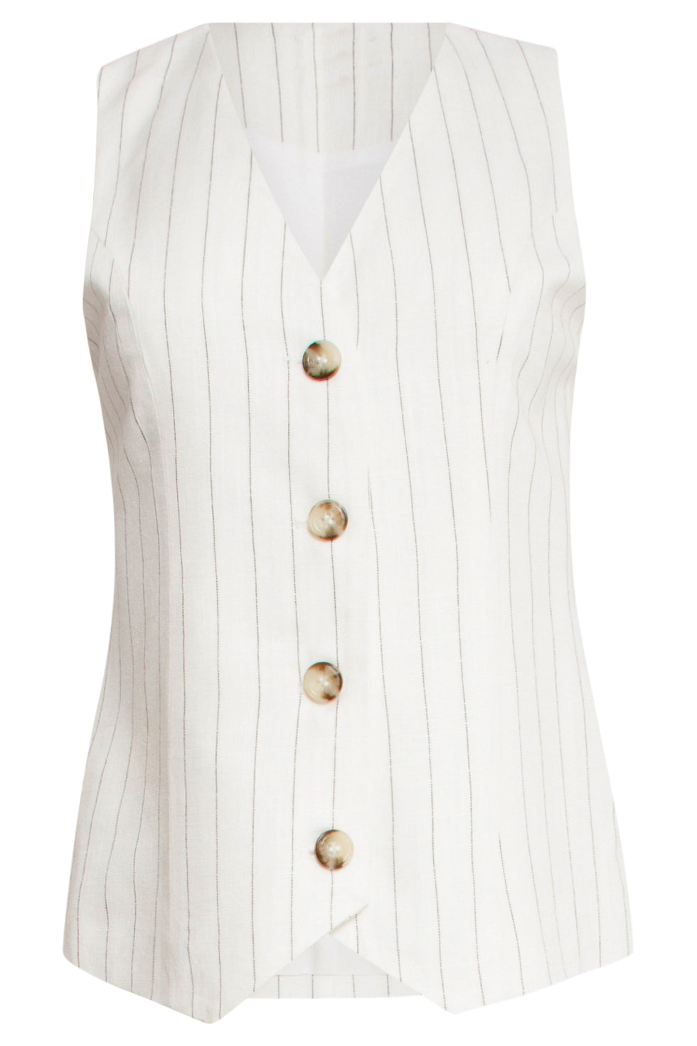 25132 Witte Linnen Waistcoat