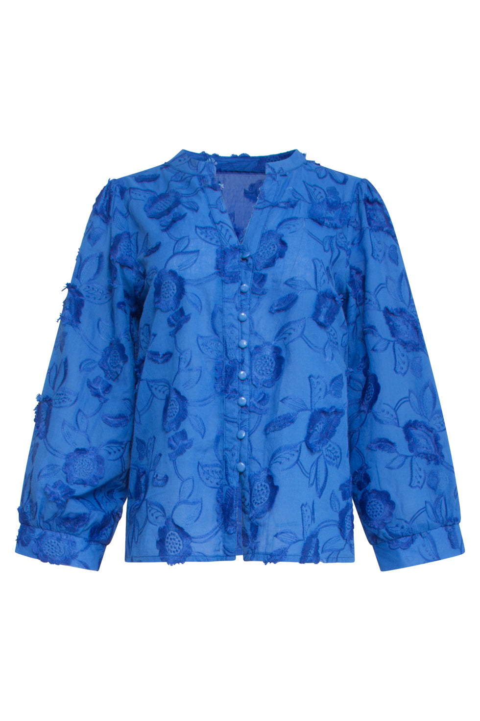 25138 Cobalt Blauwe 3D Bloemen Blouse