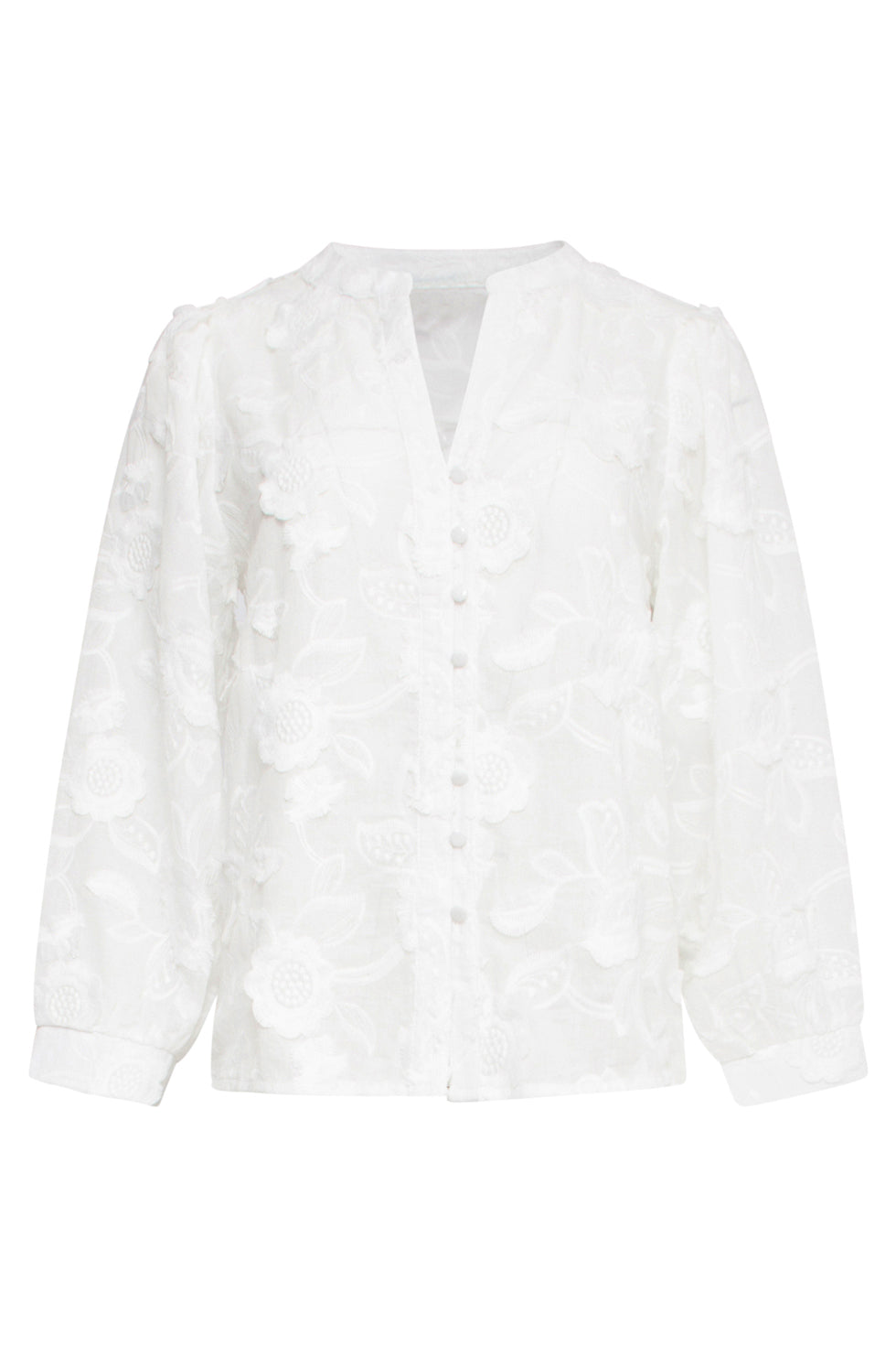 25138 Witte 3D Bloemenblouse