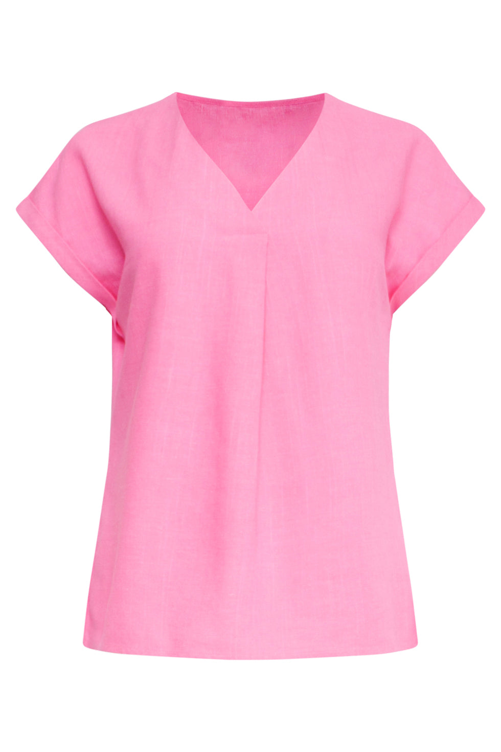 25148 Roze Linnen Top Met V-Hals