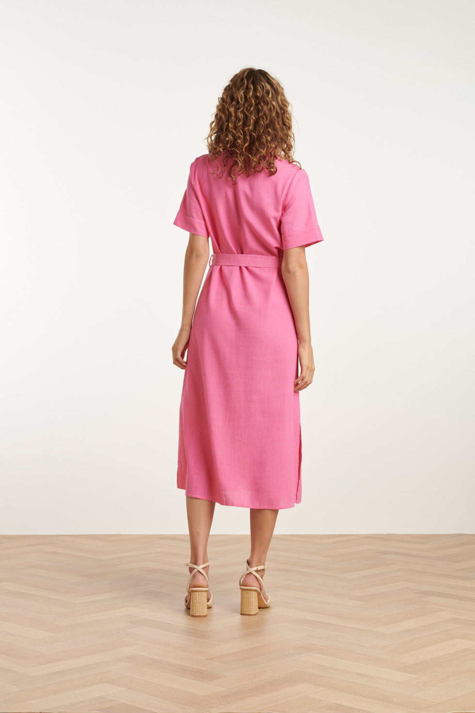 25150 Roze Linnen Shirtjurk