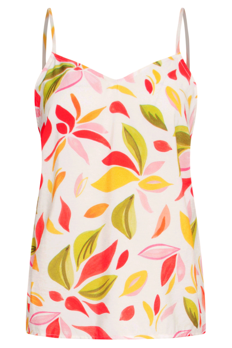 25158 Top Met Multikleur Bladerenprint