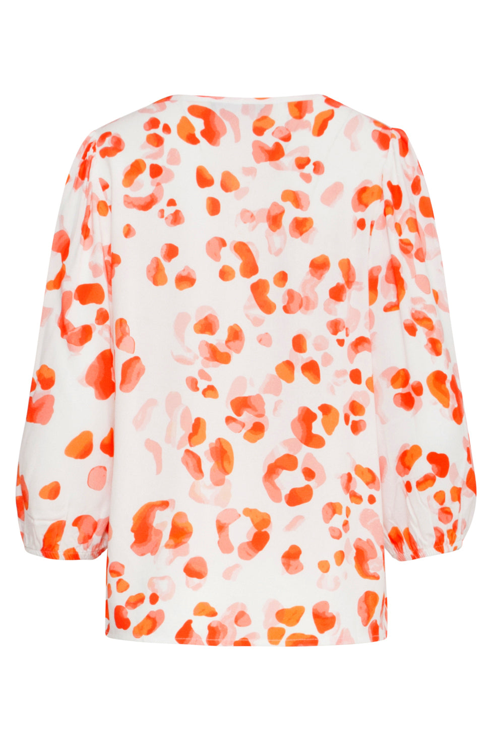 25164 Oranje & Perzik Animal Print Top Met V-Hals