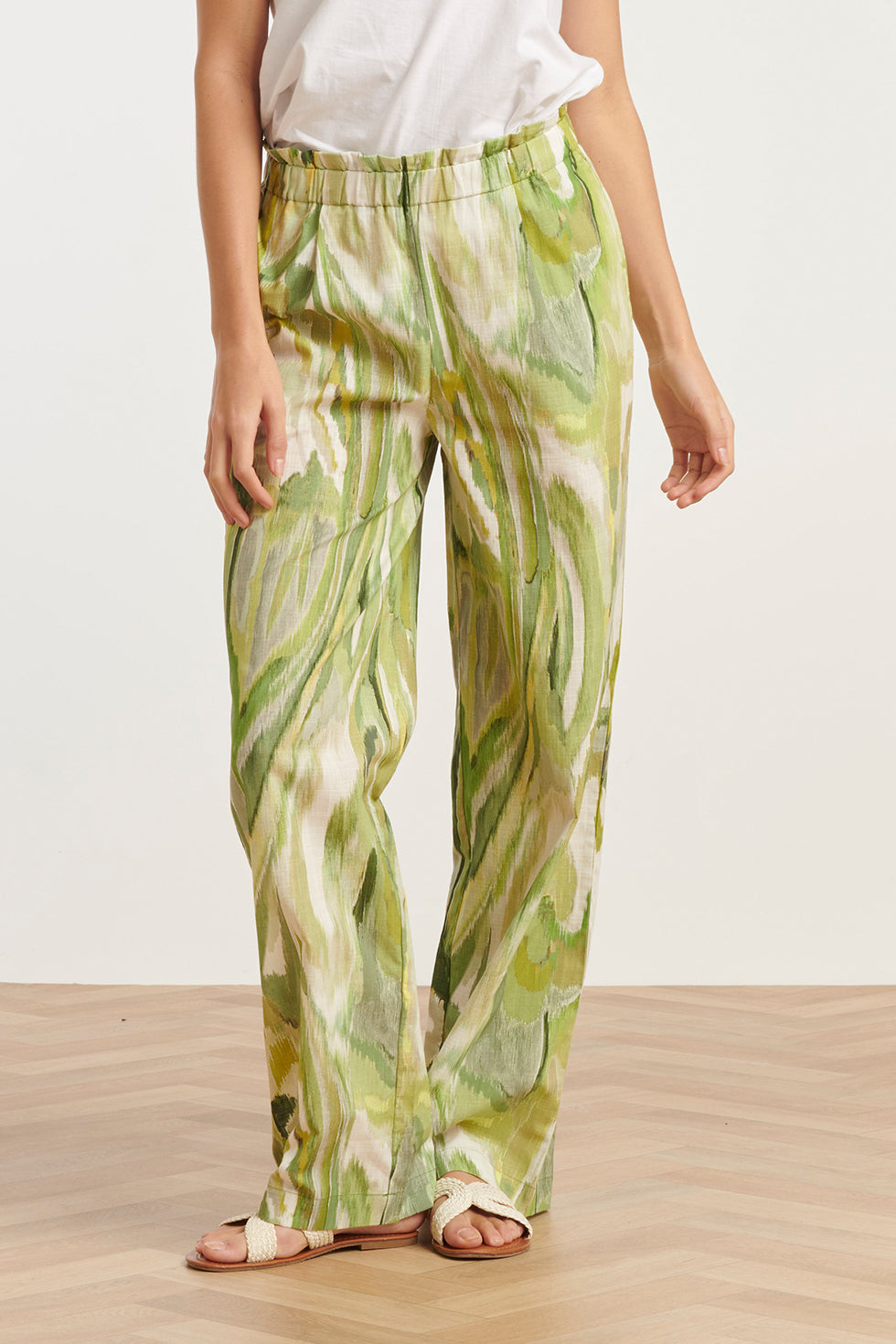 25165 Groene Multicolour Abstract Print Broek