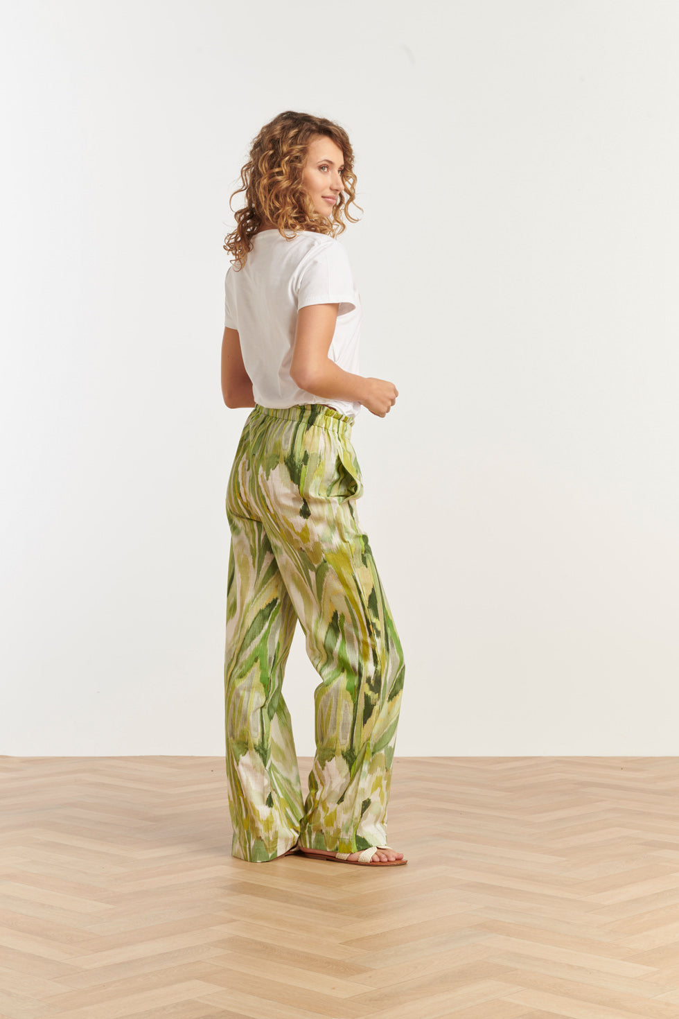 25165 Groene Multicolour Abstract Print Broek