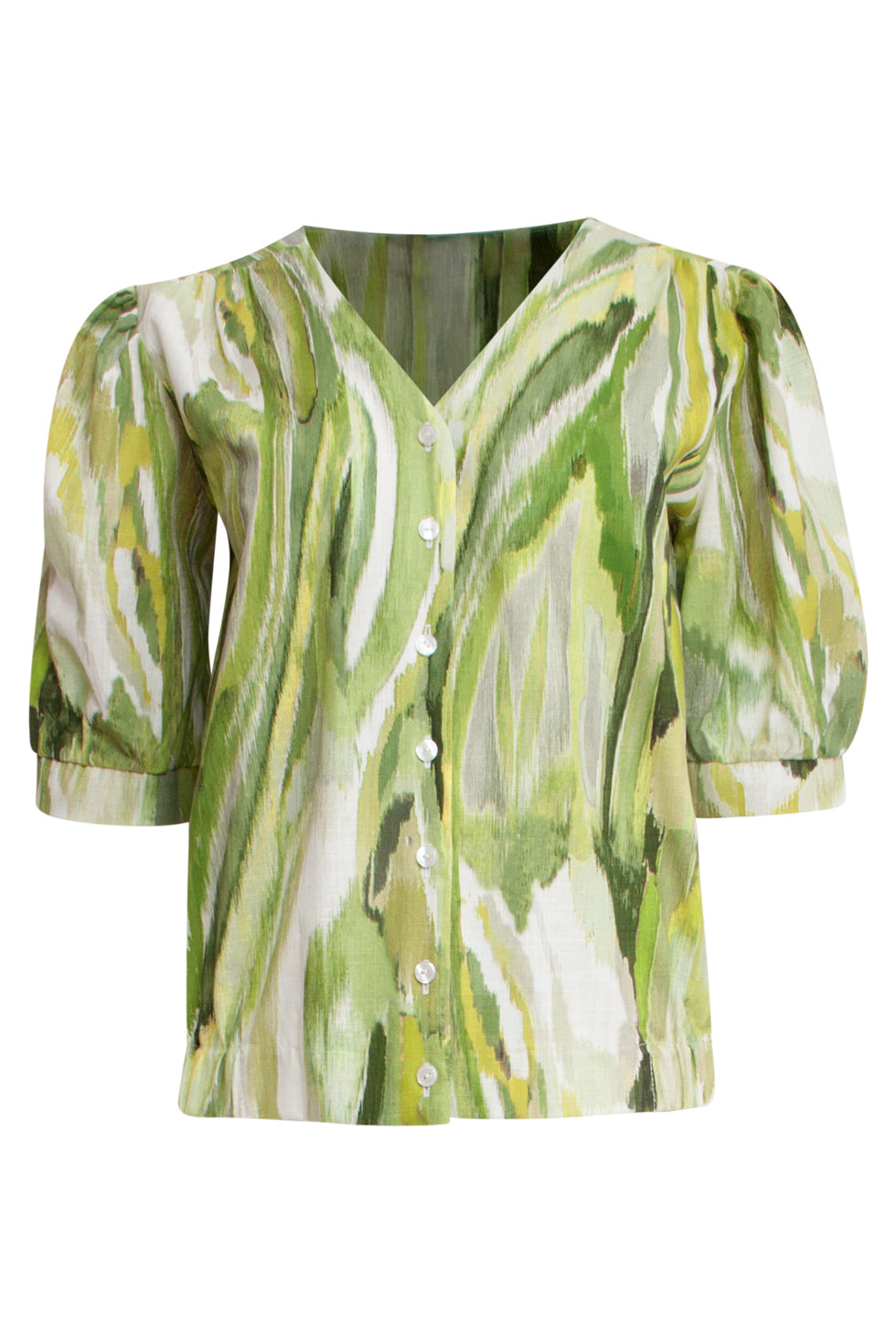 25166 Groene Multicolour Abstract Print Top