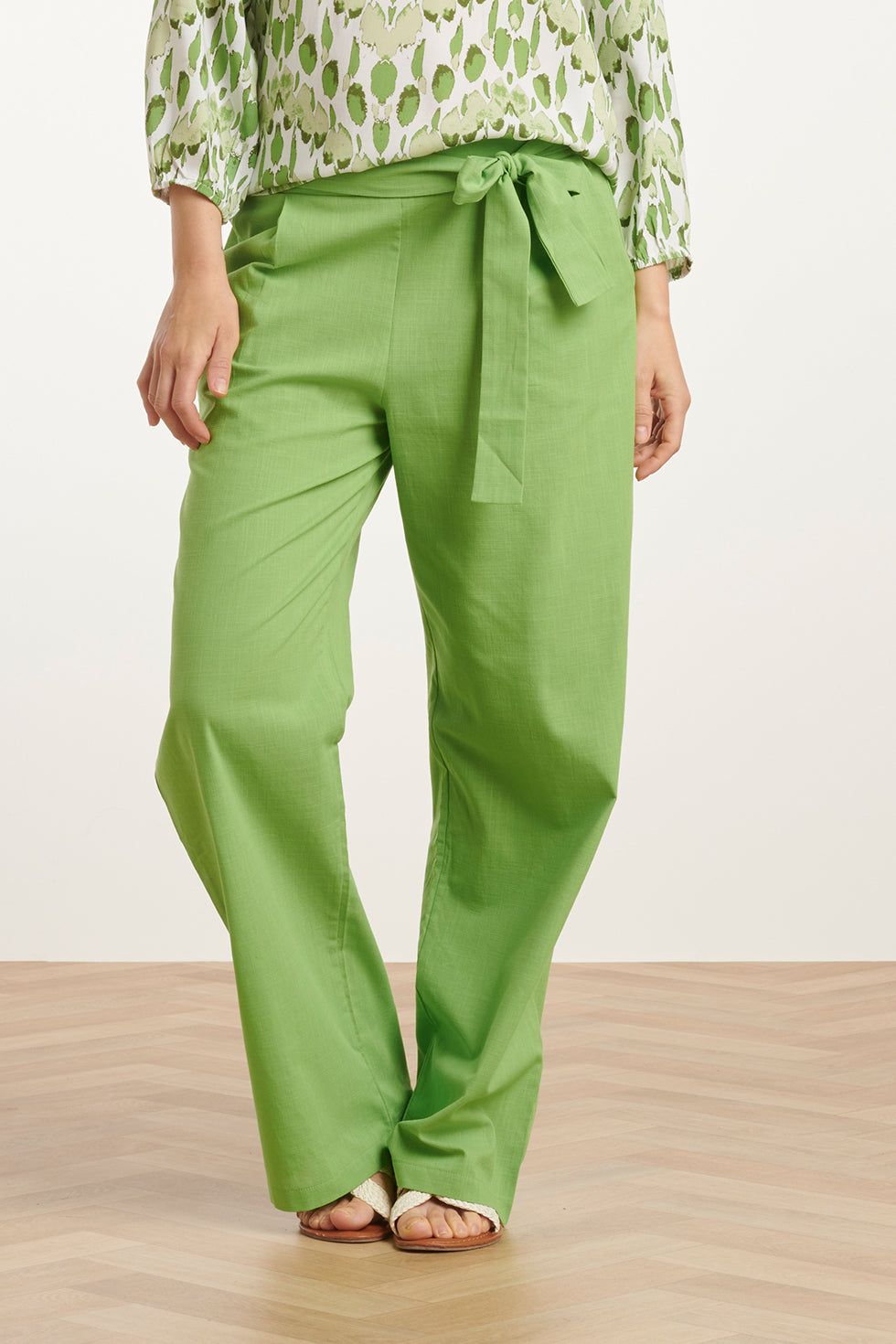 25177 Lime Groene Linnen Broek