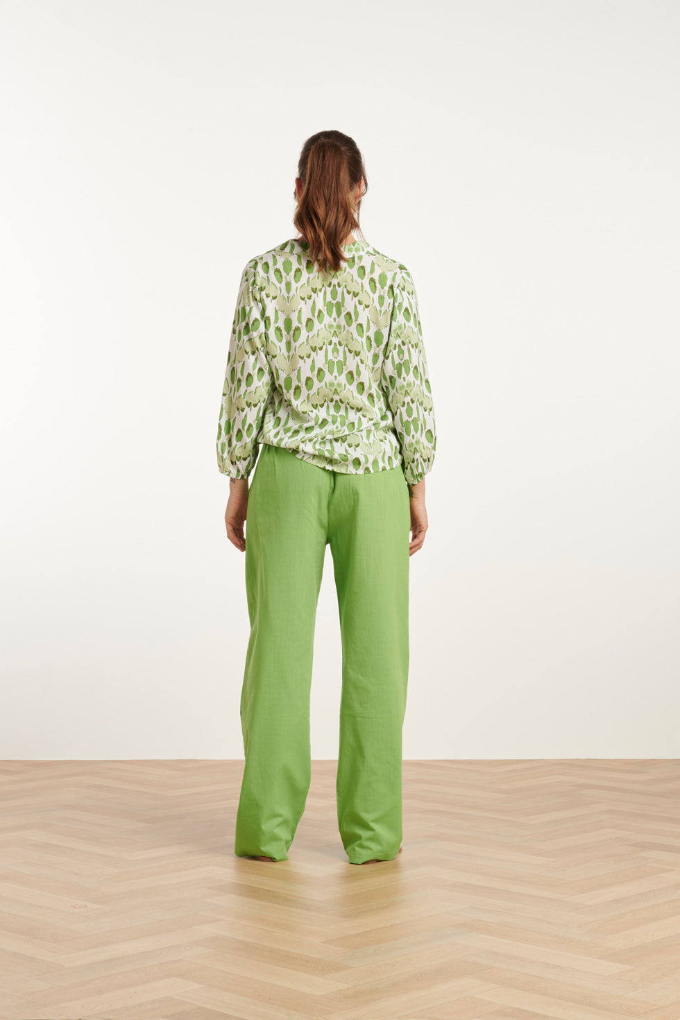 25177 Lime Groene Linnen Broek