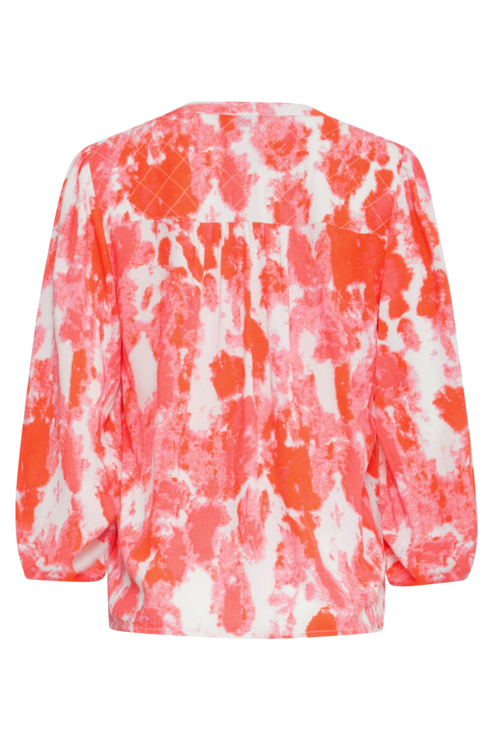 25181 Blouse Met Abstracte Verfspatters In Perzik En Roze