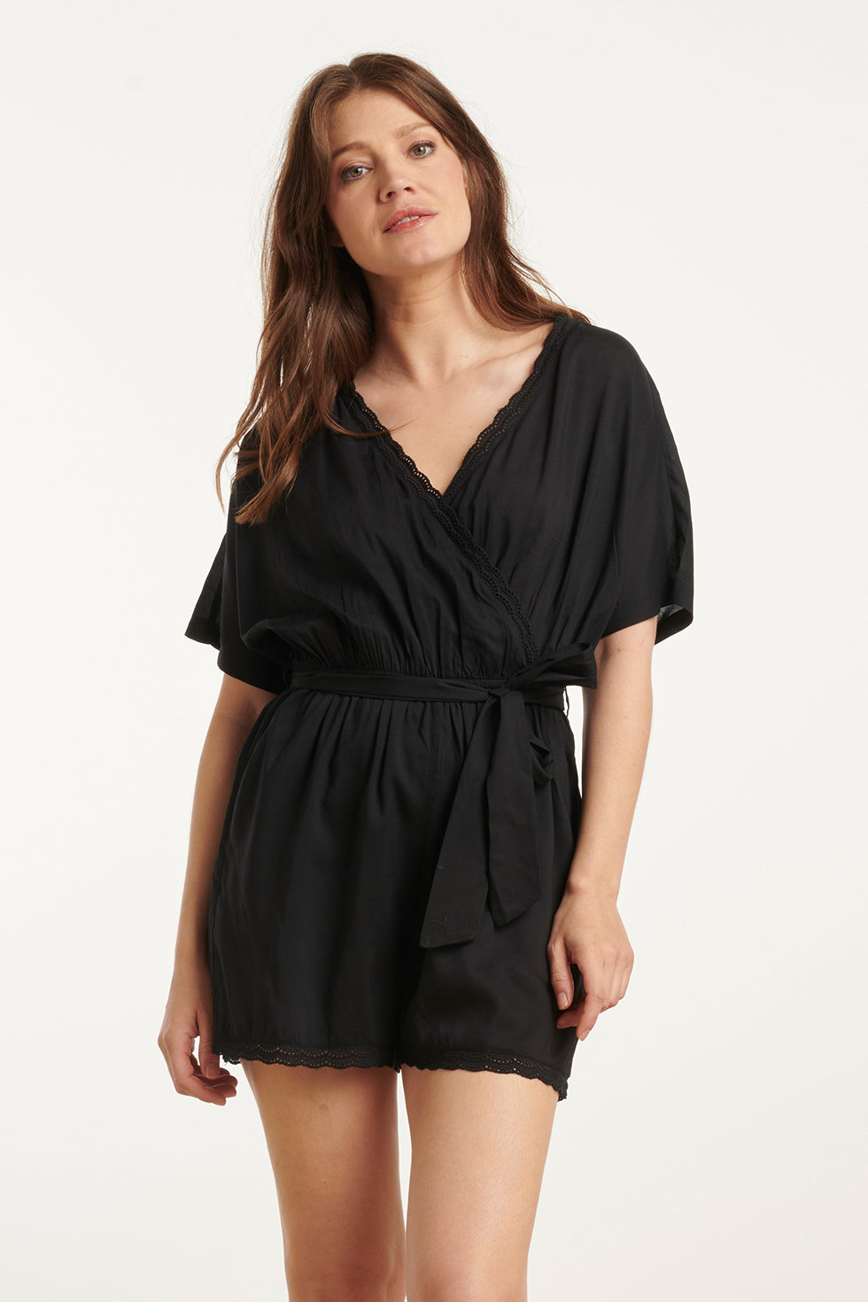 25193 Zwarte Viscose Playsuit