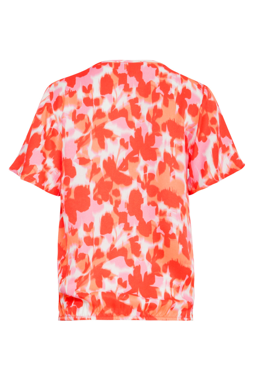 25210 Satijnen Top Met Peach Bloemenprint