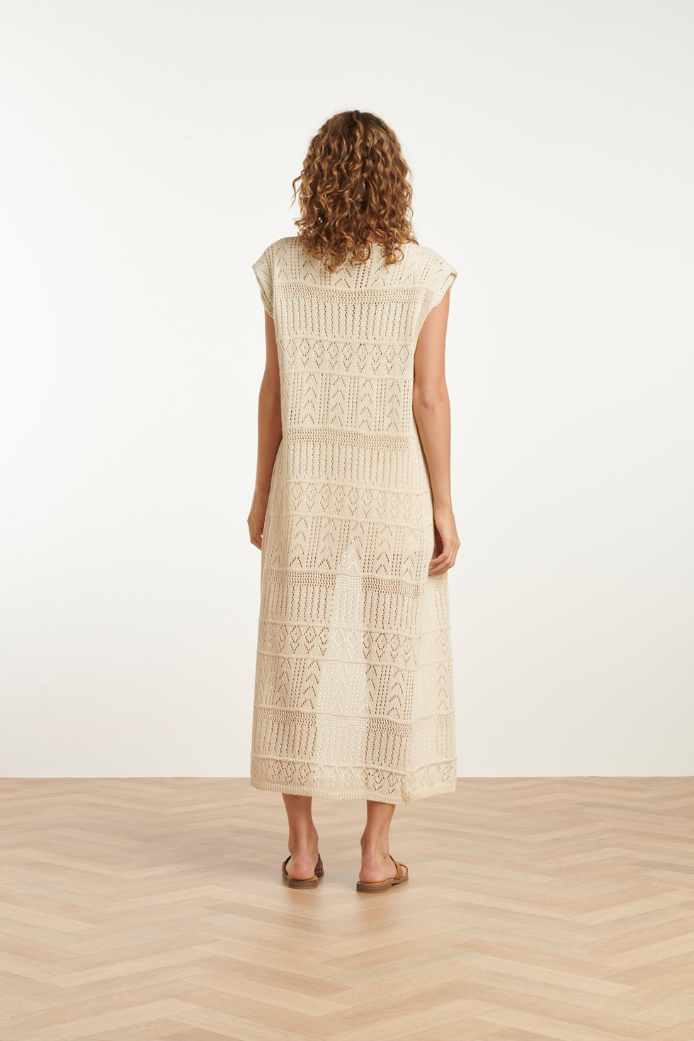 25216 Off White Crochet Midi Cardigan