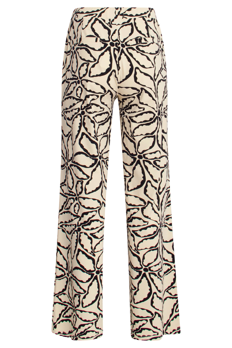 25235 Wide Leg Travel Quality Broek Met Zand & Zwarte Bloemenprint