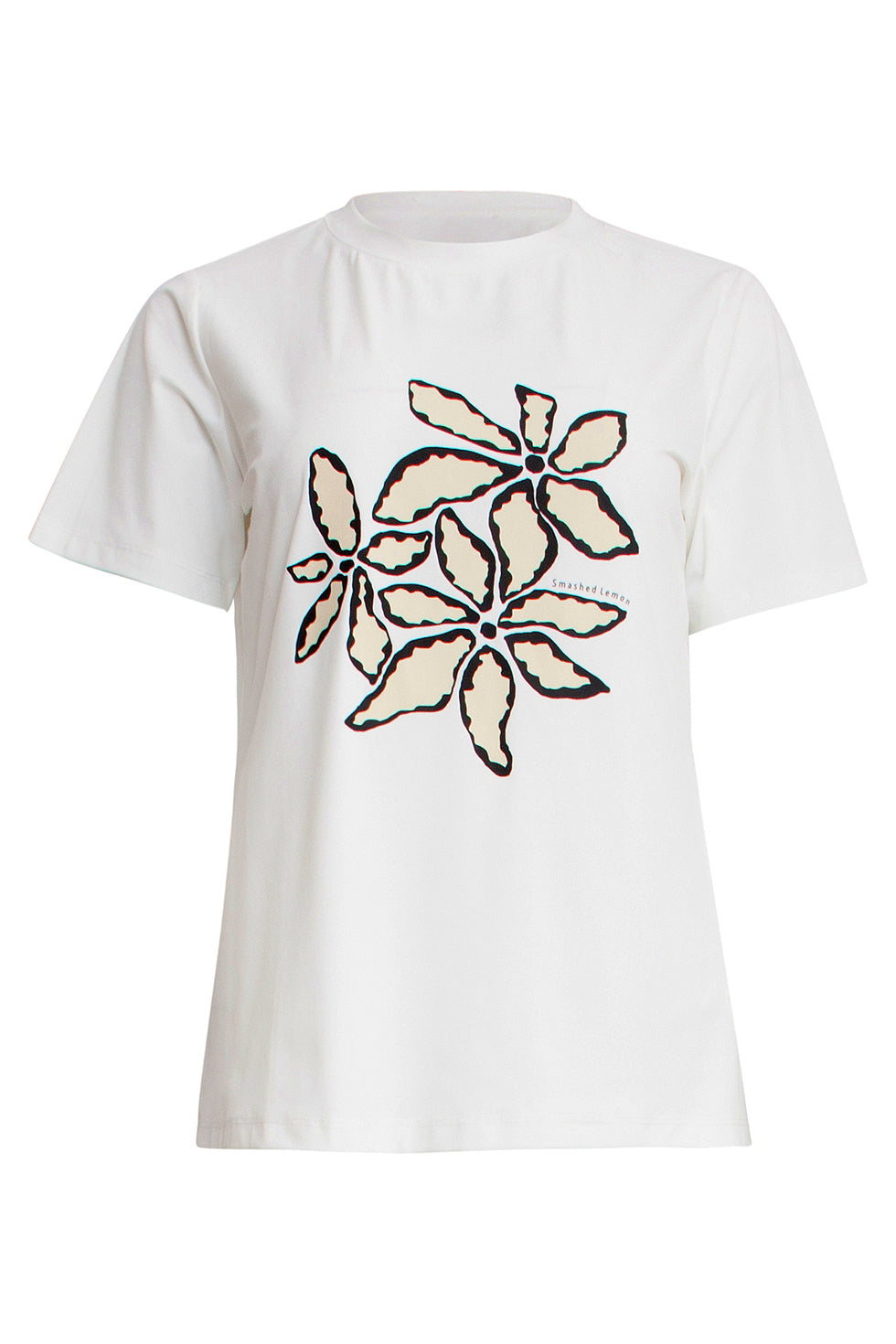 25261 Witte T-Shirt Met Bloemenprint In Travelkwaliteit