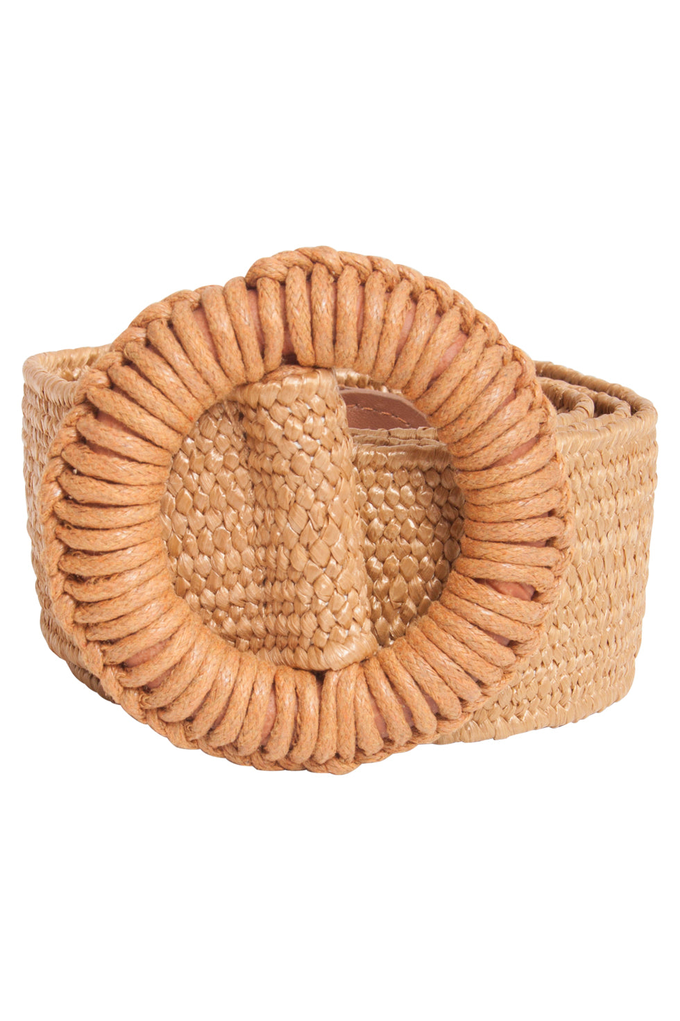 53010 Bruine Stretchriem Met Wicker Gespsluiting