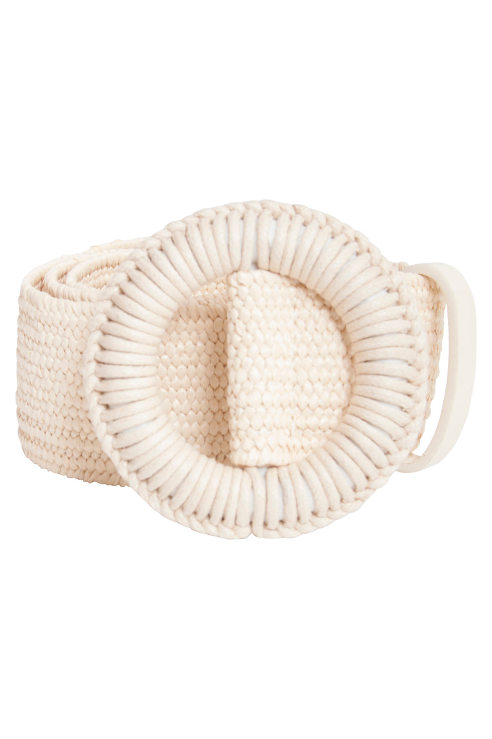 53011 Sandkleurige Stretchriem Met Wicker Gespsluiting