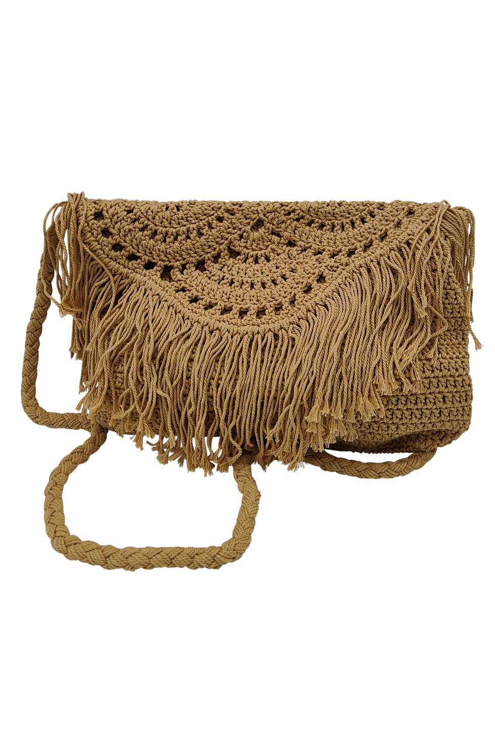 56021 Gehaakte Crossbody Tas - Donker Zand