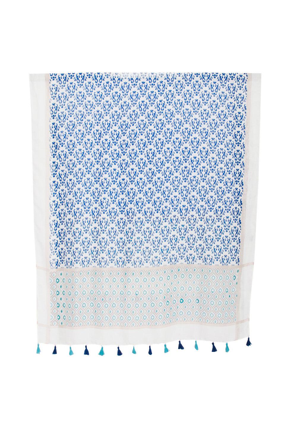 Zachte Sjaal In Een Blauw Witte Print